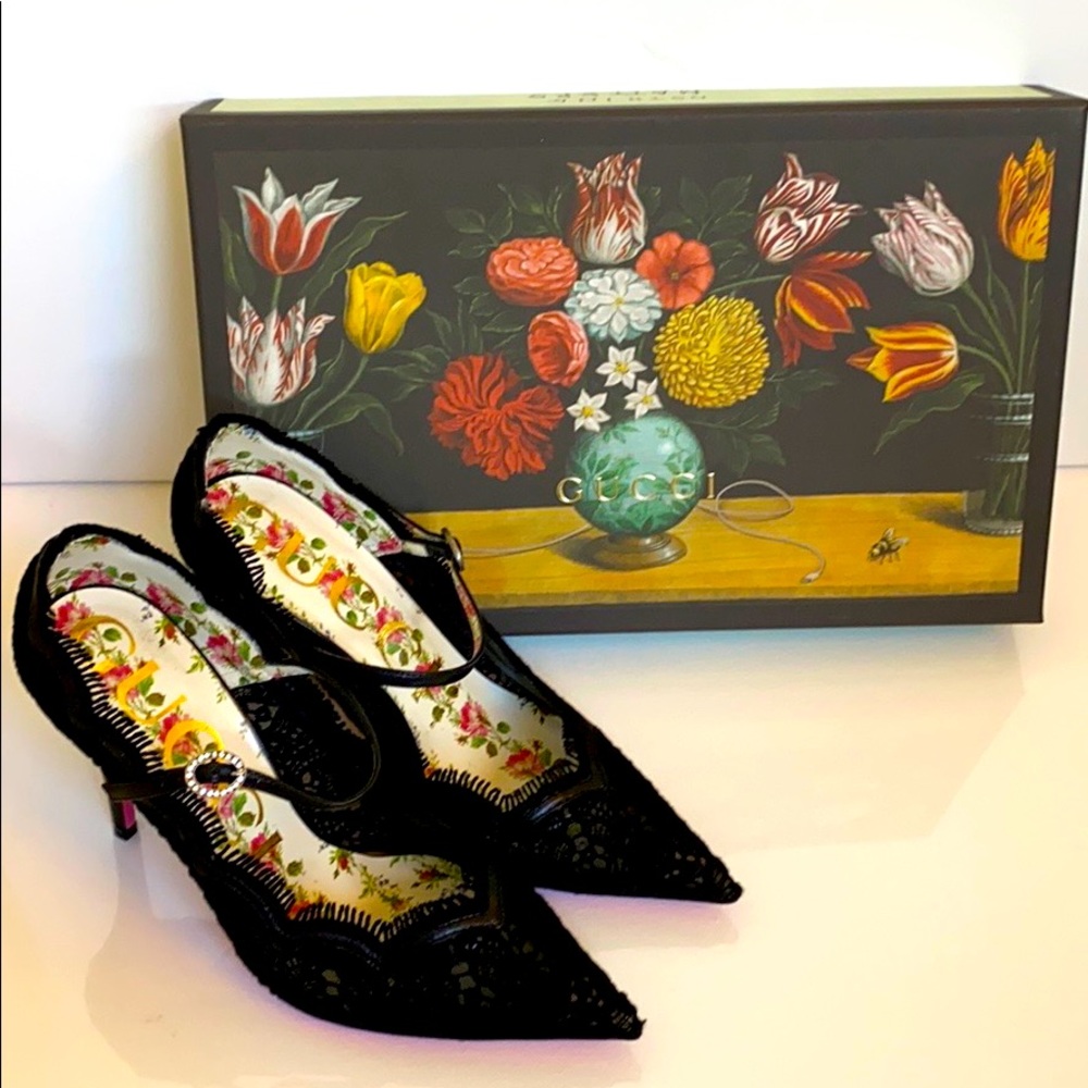 Gucci Virginia Black Lace Mary Jane Pump